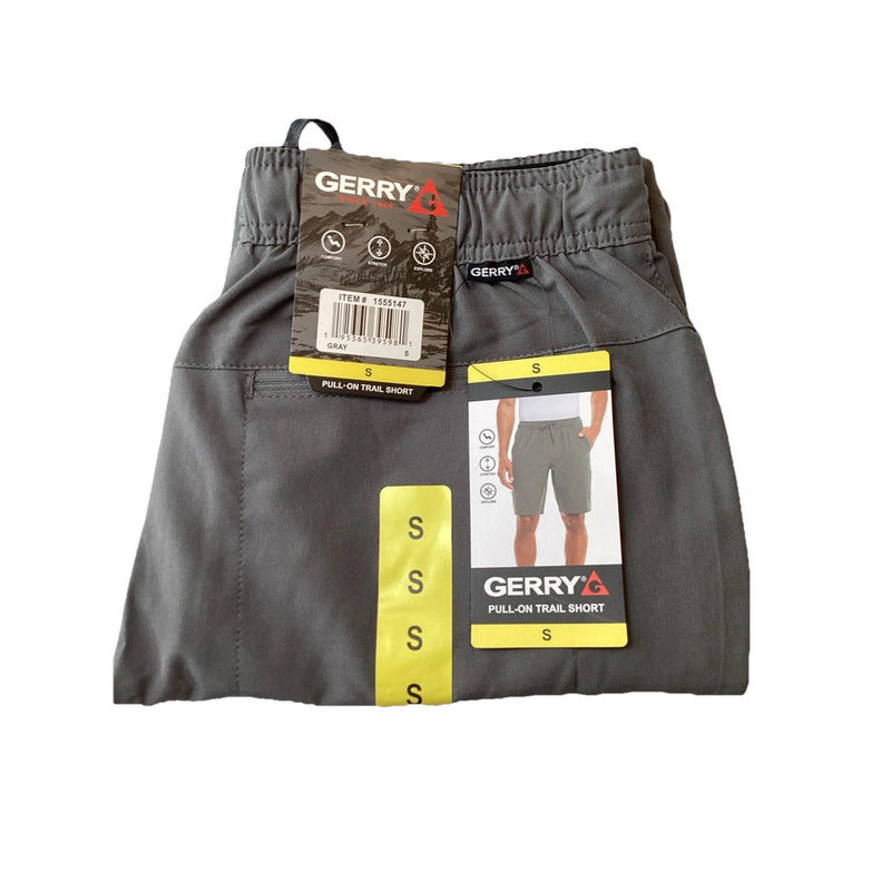 Gerry Men’s Pull On 4-Way Stretch Trail Shorts w/Zip Pockets, Gray, Size: Small