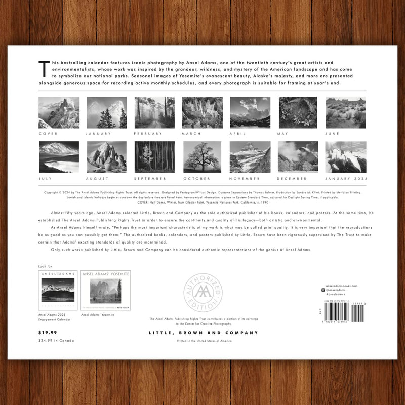 Ansel Adams 2025 Wall Calendar: Authorized Edition: 13-Month Nature Photography Collection (Monthly Calendar)