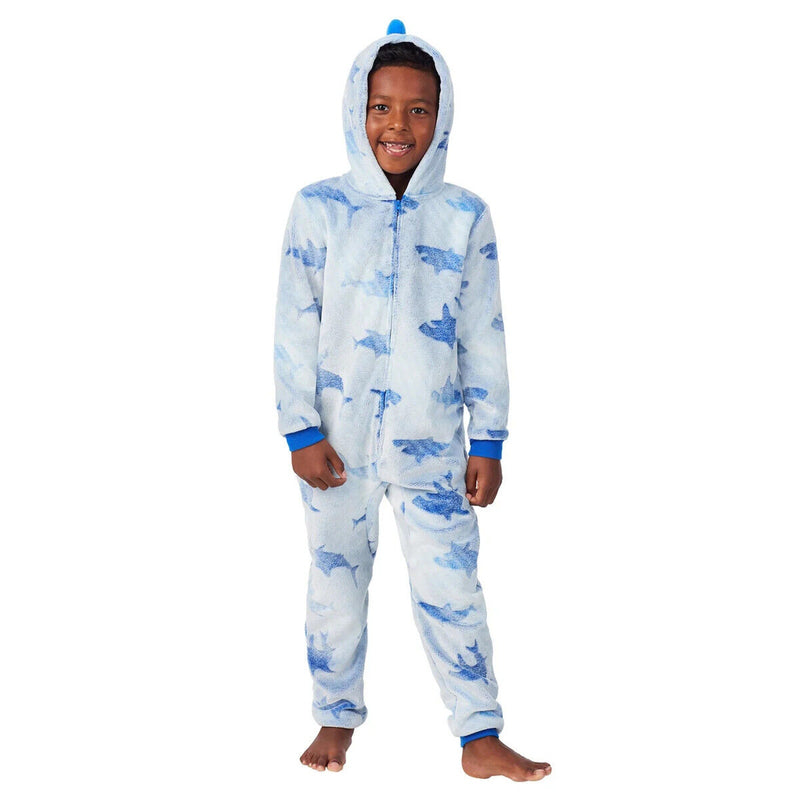 Saint Eve Youth Hooded Fleece Blanket Sleeper Blue Shark, Size: Small 7/8