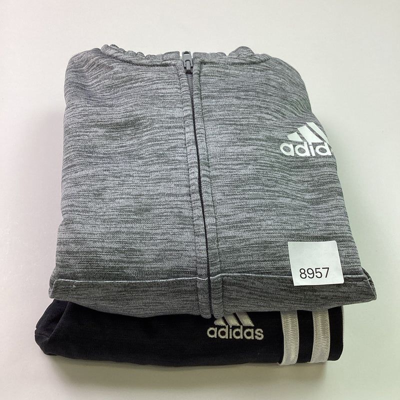 Adidas Youth Boys Kids 2-Piece Striped Hoodie & Jogger Set, Black/Gray, Size 5