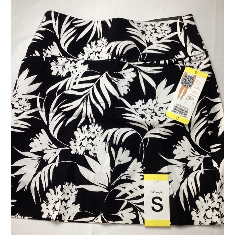 S.C.& CO Women's 360° Tummy Control Pull-On Skort, Pockets, Black Print, Size: S
