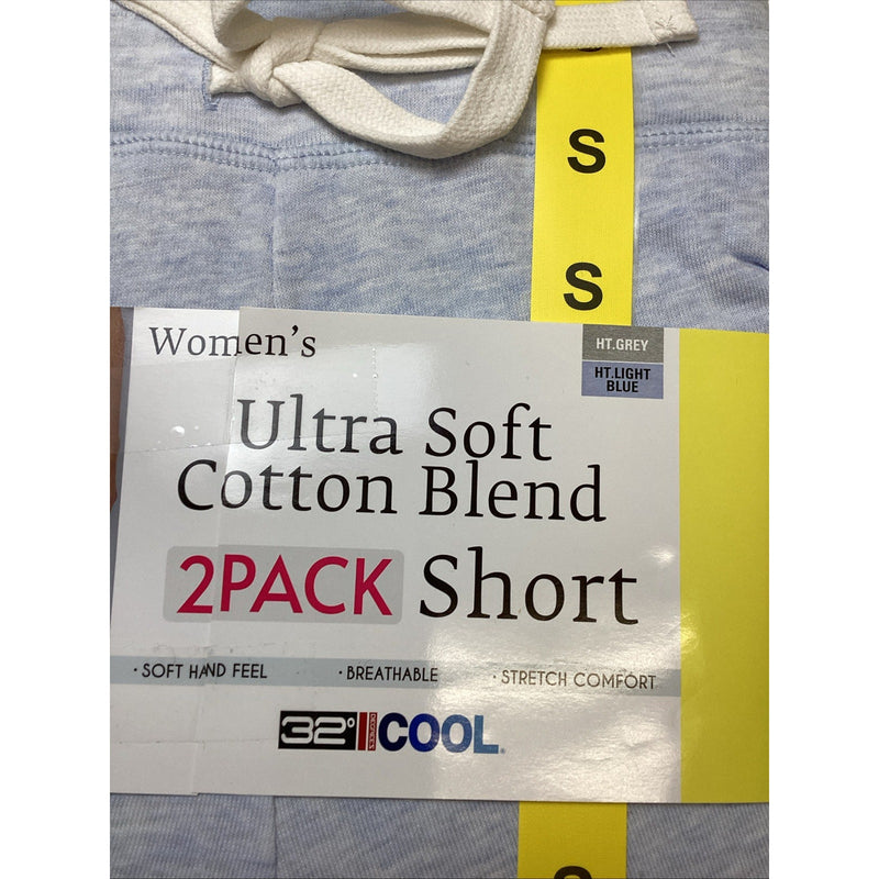 Women's 32 Degrees Cool Ultra Soft Cotton Blend Pull on Shorts 2-Pack, Size: S