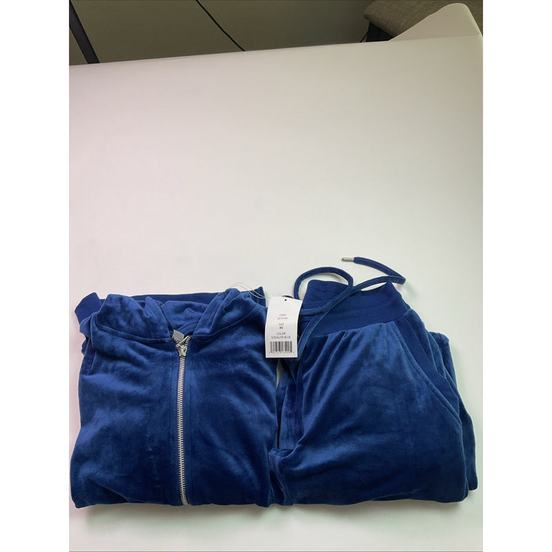 Felina Ladies 2-Piece Soft Luxe Velour Zip Hoodie & Jogger Set, Sodalite Blue XS