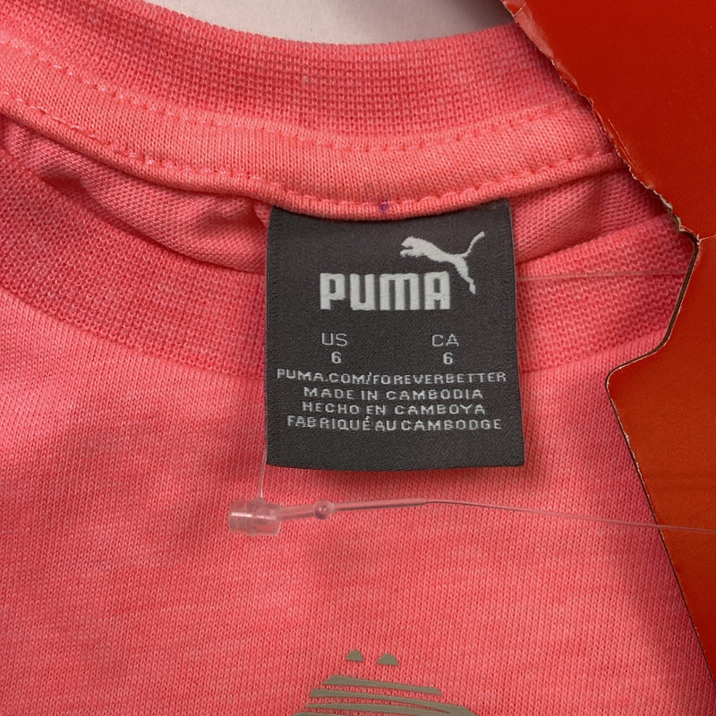 Puma Youth Girls Full Zip Hoodie & T-Shirt 2-Piece Set, Pink/Gray, Size 6