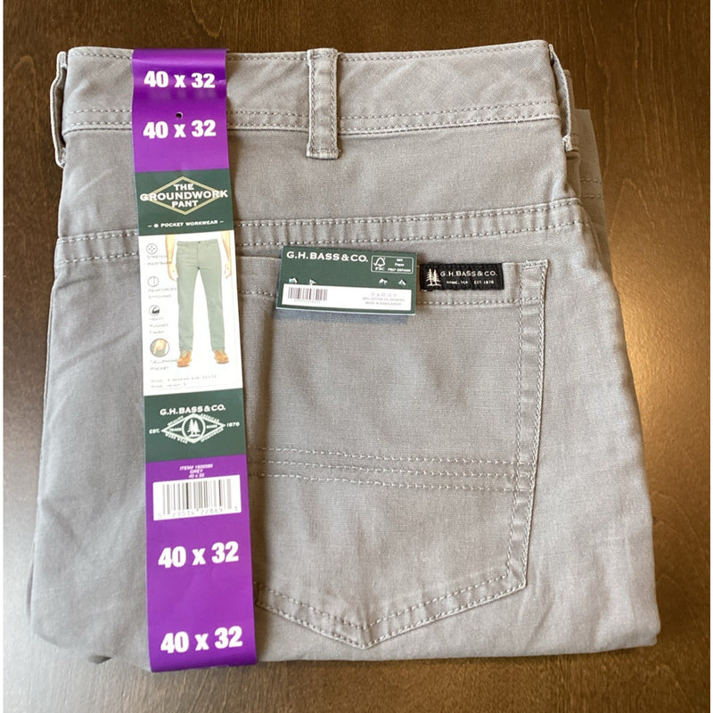 G.H. Bass & Co. Men's Stretch Groundwork Relaxed Rugged Pant, Gray, 40x32