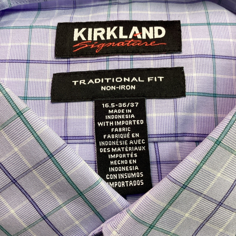 Kirkland Signature Traditional Fit Long Sleeve Dress Shirt, Blue Size 16.5-36/37