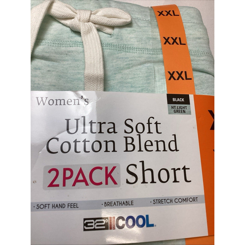 Women's 32 Degrees Cool Ultra Soft Cotton Blend Pull on Shorts 2-Pack, Size: XXL