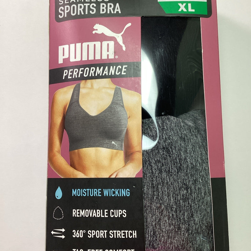 Puma Performance 2-Pack Seamless Sports Bra, Black & Gray, Size L - Open Box