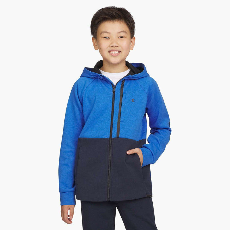 Boys 8-20 Champion Active Zip Up Hoodie Breathable Pockets, Blue, Size: M-10/12