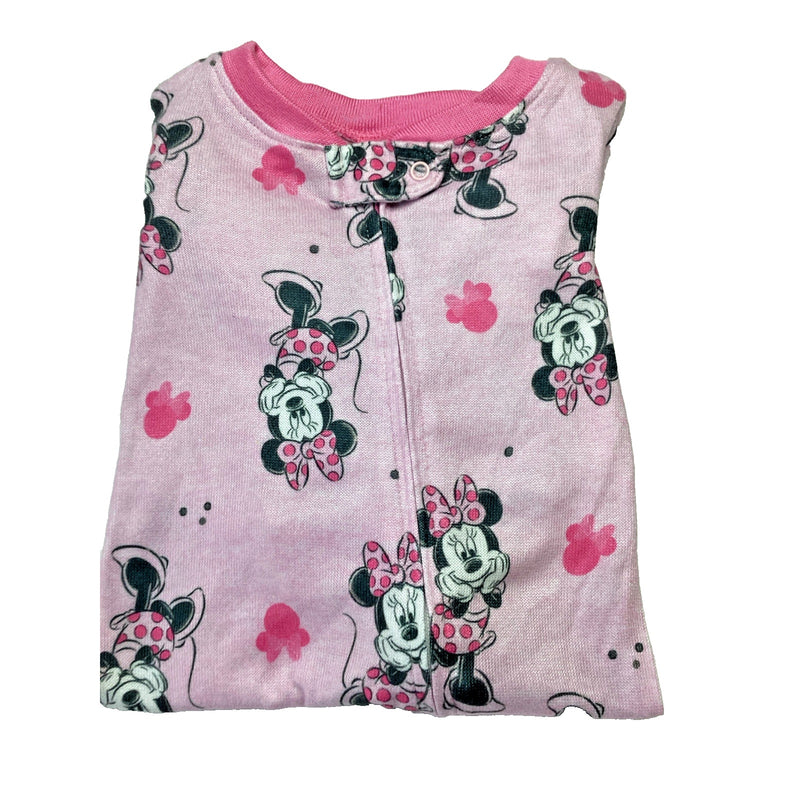 Disney Baby Infant Girl's Zipper One Piece, Long Sleeve, Pink Minnie, Size: 6M