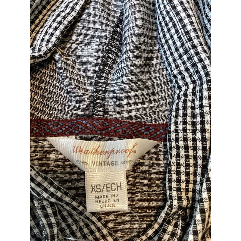Weatherproof Vintage Women's Lightweight Gingham Hoodie, Black/White, Size: XS