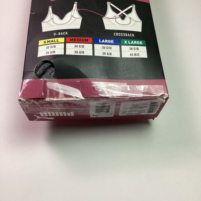 Puma Performance 2-Pack Seamless Sports Bra, Black & Gray, Size L - Open Box