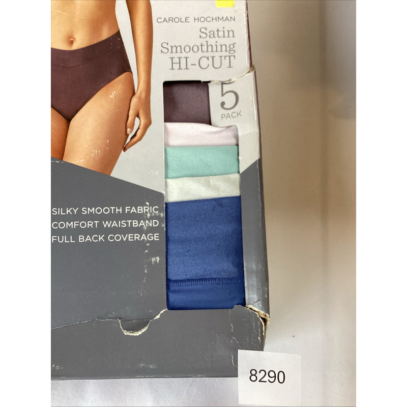 Carole Hochman Womens 5 Pack Satin Smoothing Hi-Cut Panty, Size Small -Open Box