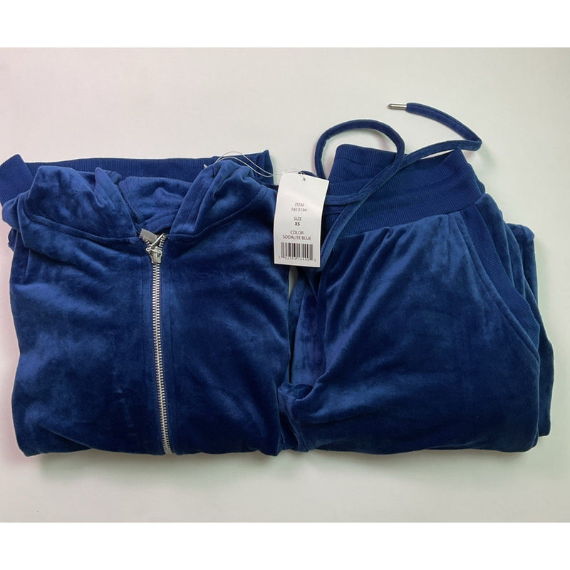 Felina Ladies 2-Piece Soft Luxe Velour Zip Hoodie & Jogger Set, Sodalite Blue XS