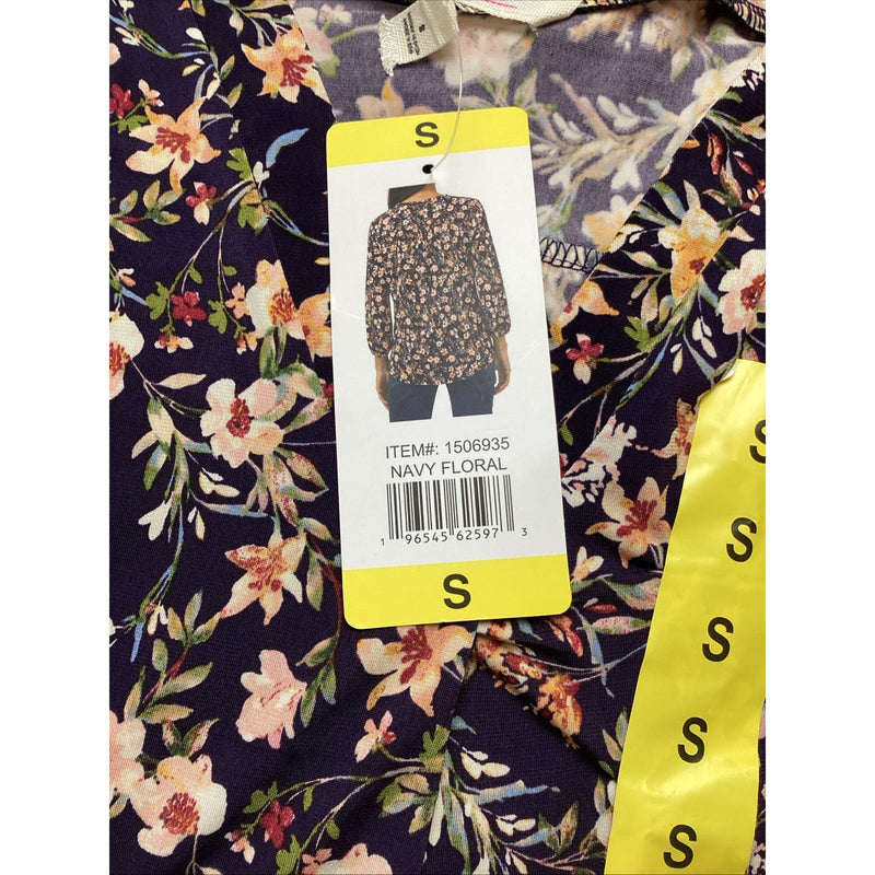 Two by Vince Camuto Women's V-Neck Blouse, 3/4 Sleeve, Navy Floral, Size: Small
