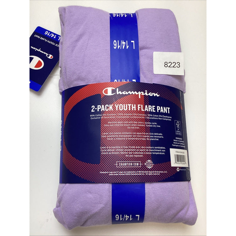 Champion 2 Pack Youth Girls Flare Pants, Navy Blue & Lavender, Size: L 14/16