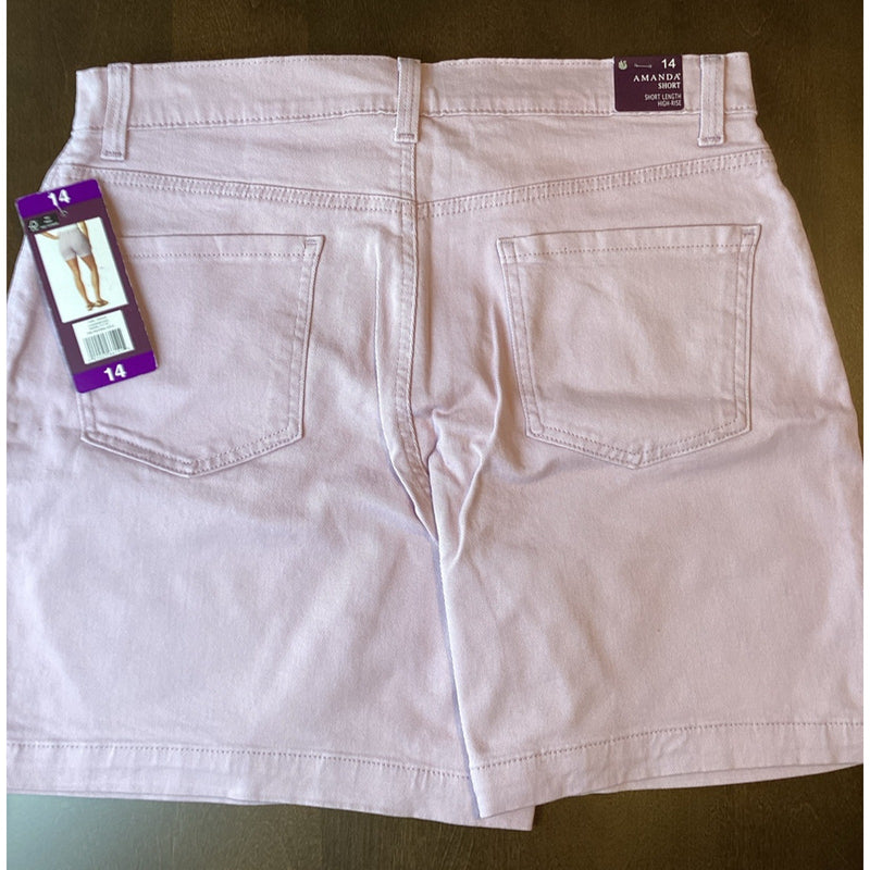 Gloria Vanderbilt Women's Amanda Shorts High Rise, Lavender Kiss, Size: 14