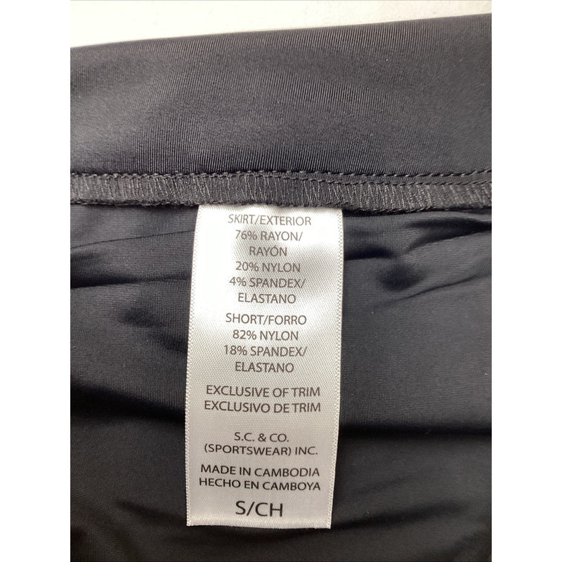 S.C.& CO Women's 360° Tummy Control Pull-On Skort, Pockets, Black Print, Size: S