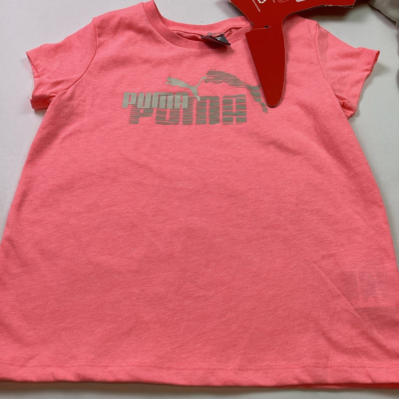Puma Youth Girls Full Zip Hoodie & T-Shirt 2-Piece Set, Pink/Gray, Size 6