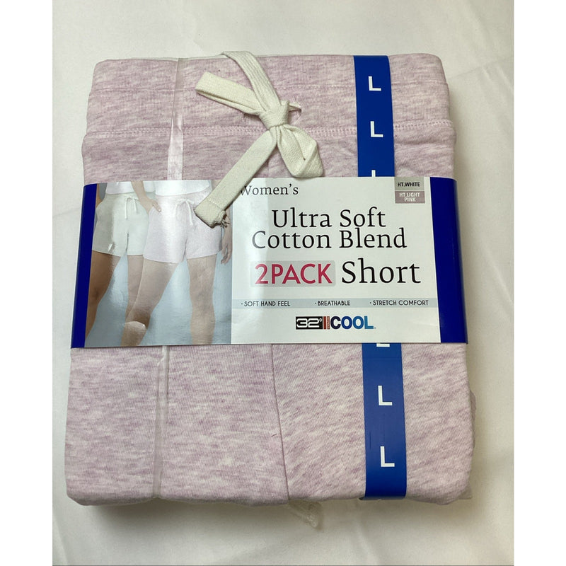 Women's 32 Degrees Cool Ultra Soft Cotton Blend Pull on Shorts 2-Pack, Size: L