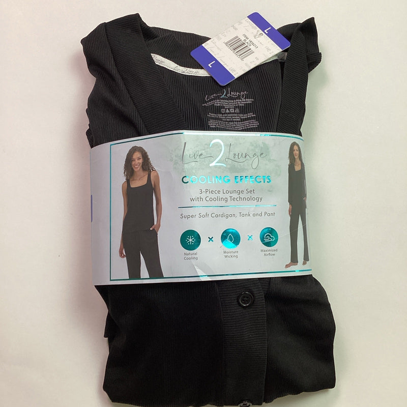 Live 2 Lounge Women's 3-Piece Cooling Effects Lounge Set Cardigan, Tank, Pant, L