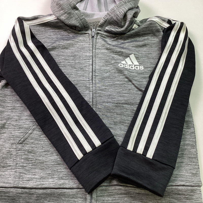Adidas Youth Boys Kids 2-Piece Striped Hoodie & Jogger Set, Black/Gray, Size 5