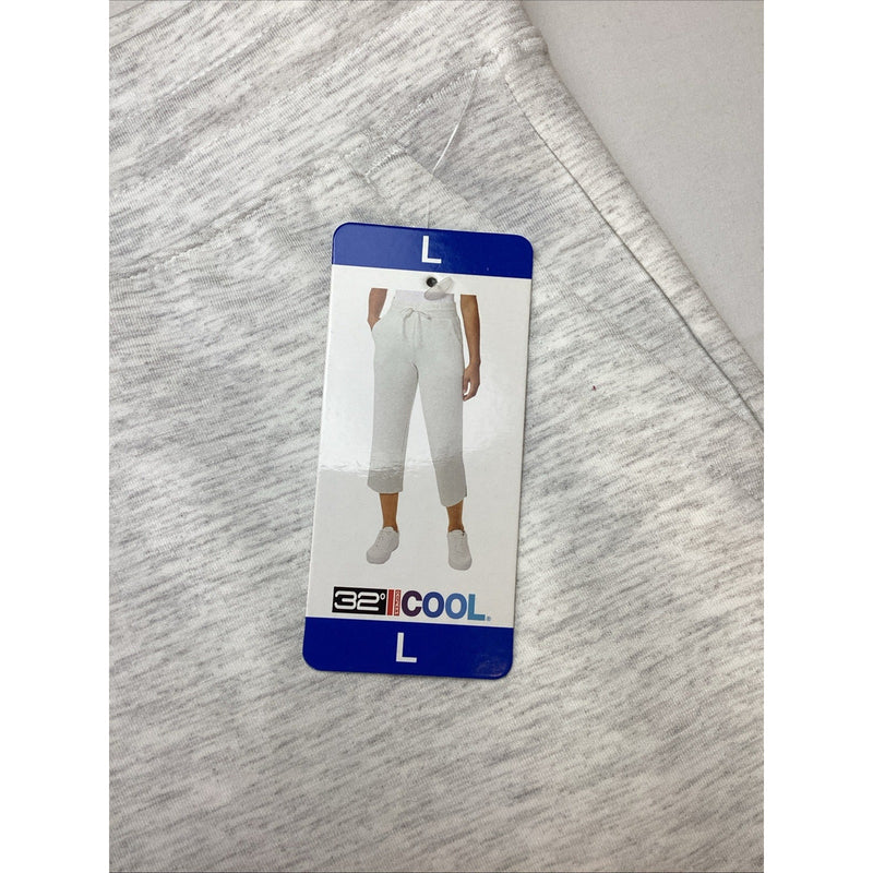 32 Degrees Cool Ladies' Soft Pull on Capri Lounge Pants, Heather White, Size L