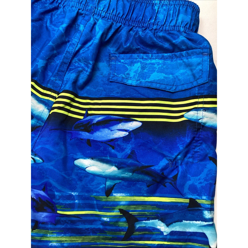 Gerry Youth Boy's Swim Short UPF 50+ Swim Trunks, Blue Sharks - Size: L 14/16