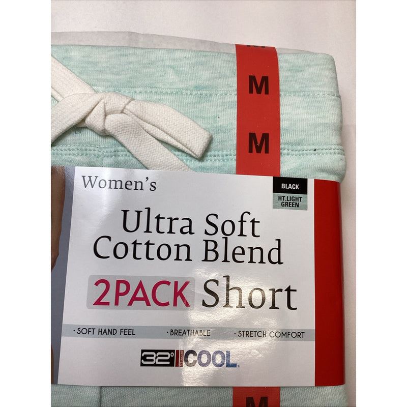 Women's 32 Degrees Cool Ultra Soft Cotton Blend Pull on Shorts 2-Pack, Size: M