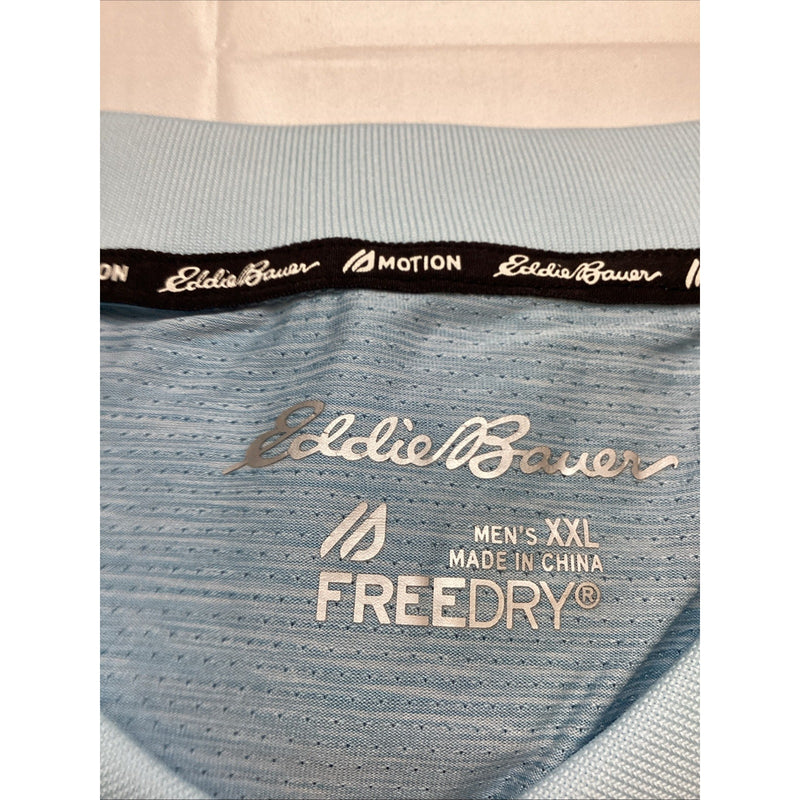 Eddie Bauer Men's Motion Polo Shirt Short Sleeve, Moisture Wicking, Blue, XXL
