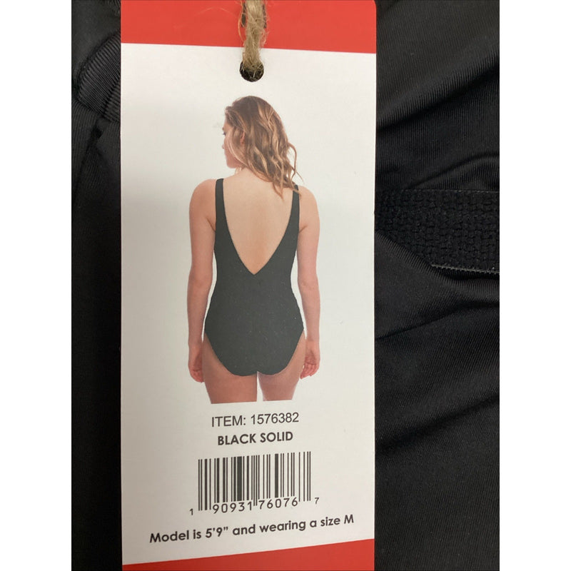 Alyned Together Women's One-Piece Swimsuit, Black Solid, Size: Medium