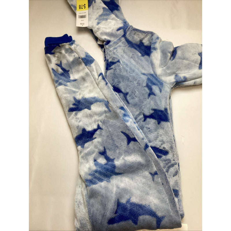 Saint Eve Youth Hooded Fleece Blanket Sleeper Blue Shark, Size: Small 7/8