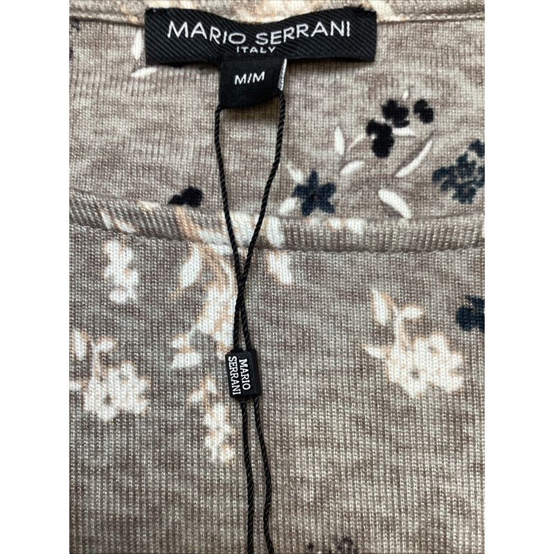 Mario Serrani Ladies' Soft Crew Neck Long Sleeve Top, Tan Floral, Size: Medium