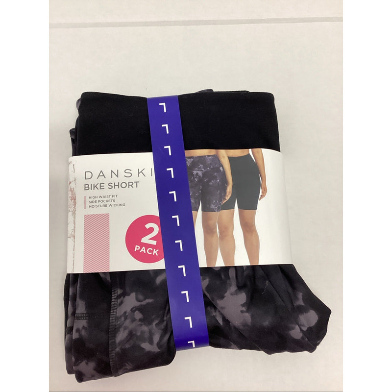 Danskin Women's Bike Shorts 2 Pack - Black & Black Diamond - Size: Large