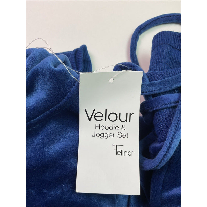 Felina Ladies 2-Piece Soft Luxe Velour Zip Hoodie & Jogger Set, Sodalite Blue XS