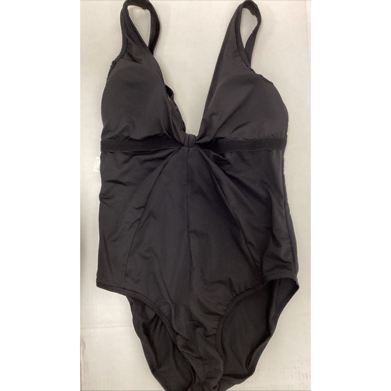 Alyned Together Women's One-Piece Swimsuit, Black Solid, Size: Medium