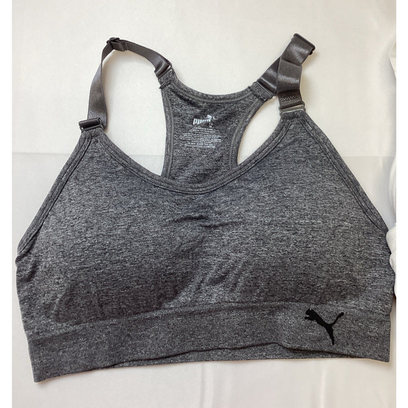 Puma Performance Seamless Sports Bra, 3 Pack, Wht/Grey/Black, Size: M - OpenBox