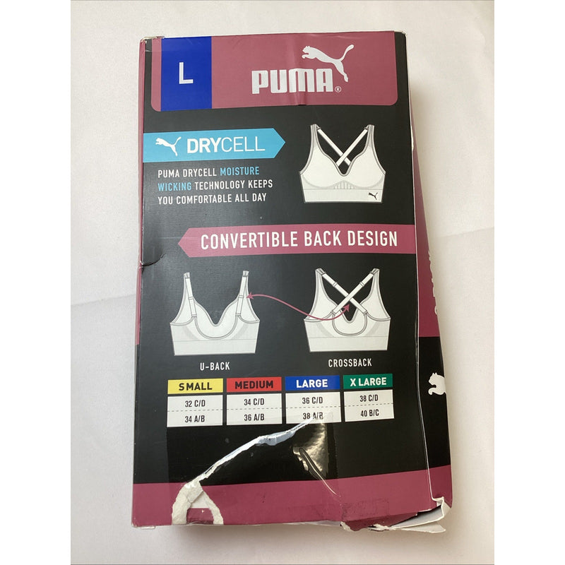 Puma Performance Women's Seamless Sports Bra 2-Pack, Blk/Gray, Size L -OpenBox