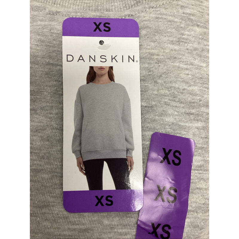 Danskin Ladies' Oversized Crewneck Sweatshirt w/ Pockets -Light Heather Grey, XS