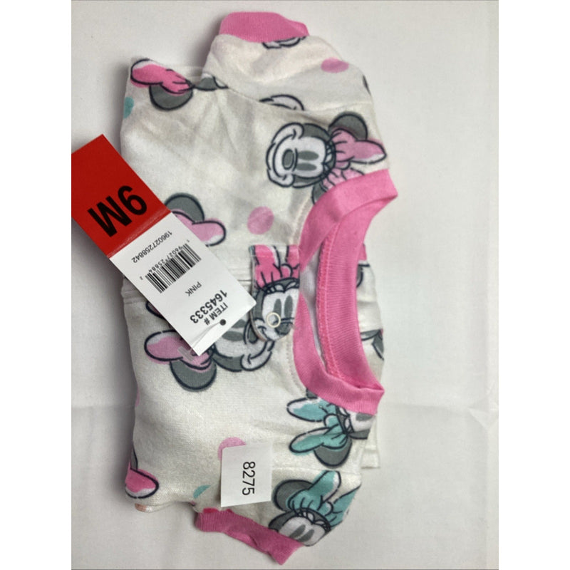 Disney Baby Infant Girl's Zipper One Piece, Short Sleeve, Pink Minnie, Size: 9M