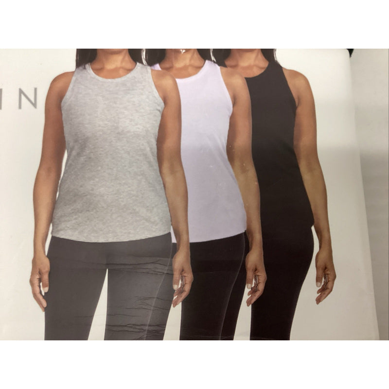 Danskin Women's 3-Pack Soft Rib Tank Tops - Colors: Violet, Gray & Black (Small)