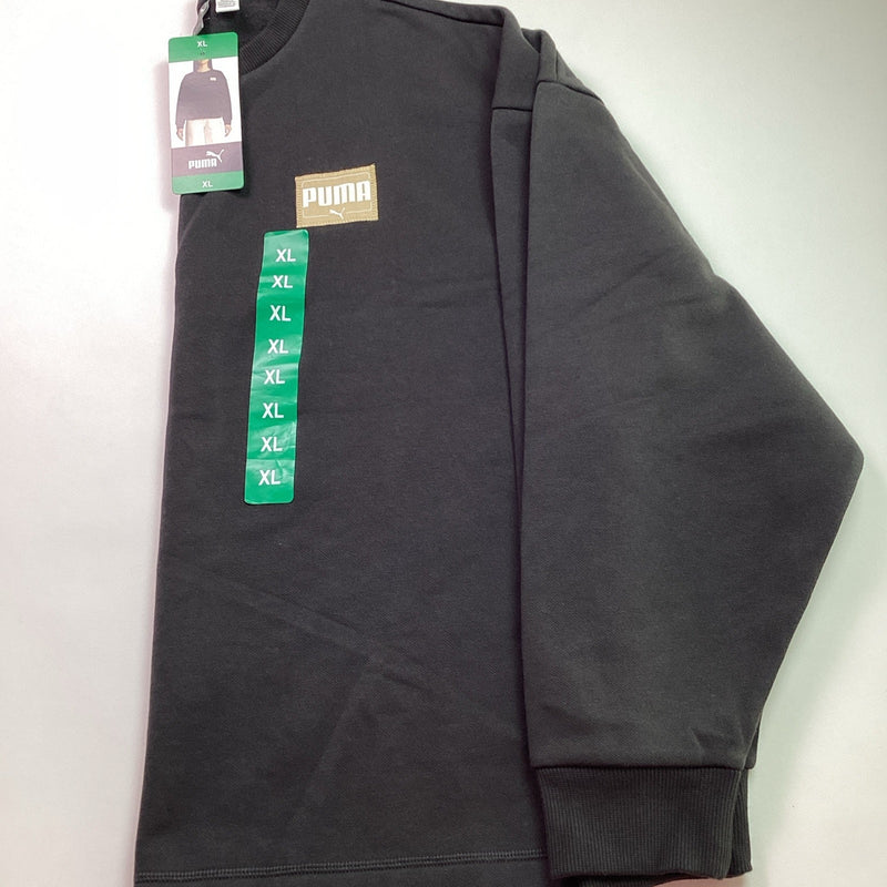 Puma Ladies' Fleece Long Sleeve Crewneck Sweatshirt Pullover, Black, Size: XL