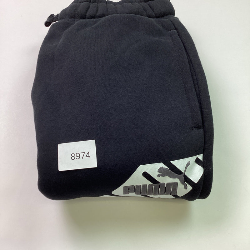 Puma Youth Boys Fleece Jogger Sweatpants w/Logo Drawstring, M (10/12) Black