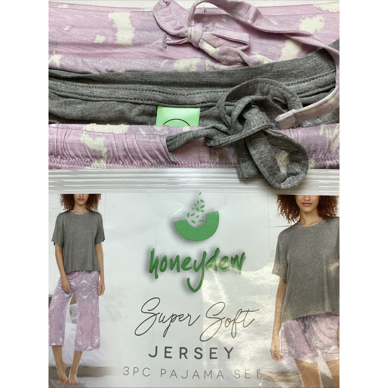 Honeydew Women's Super Soft Jersey 3-Piece Pajama Set, Zion Tie-Dye, Size Medium