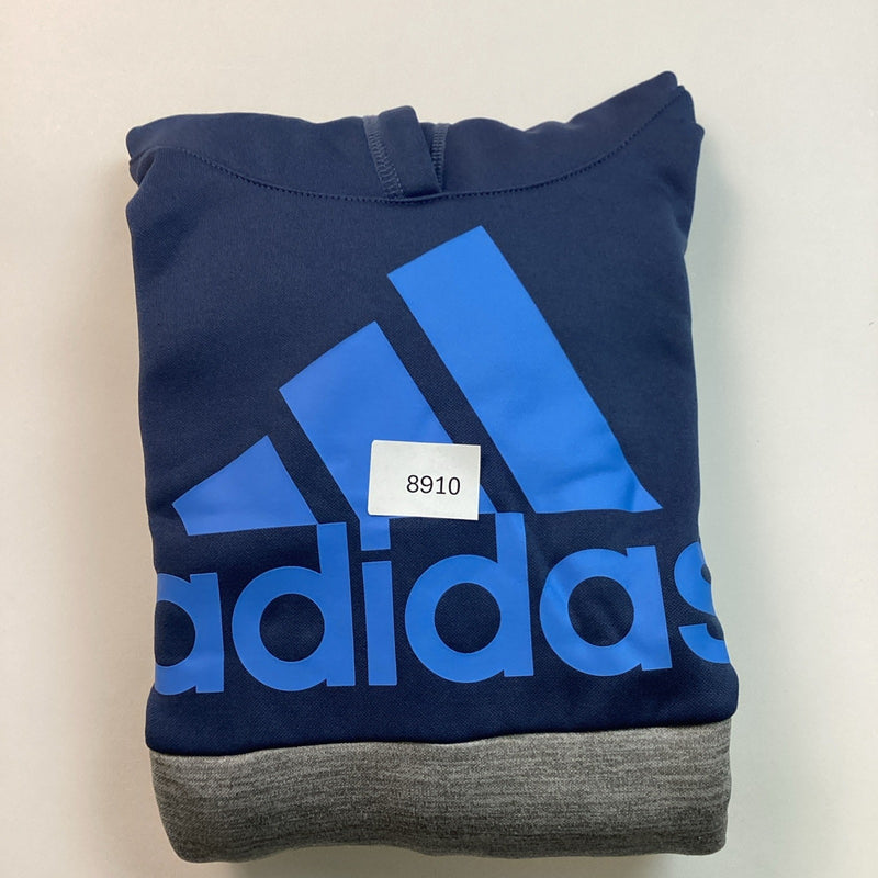 Adidas Boys Youth Pull-Over Hoodie, Blue & Gray, Size: M 10/12