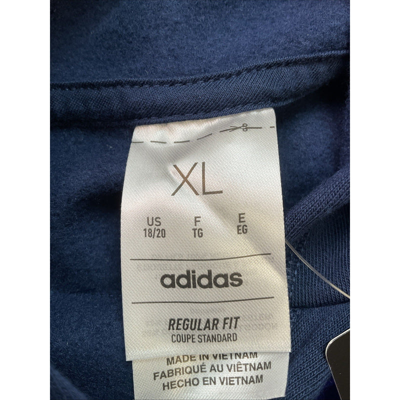 Adidas Boys Youth Pull-Over Hoodie w/Kangaroo Pocket, XL-18/20, Royal Blue