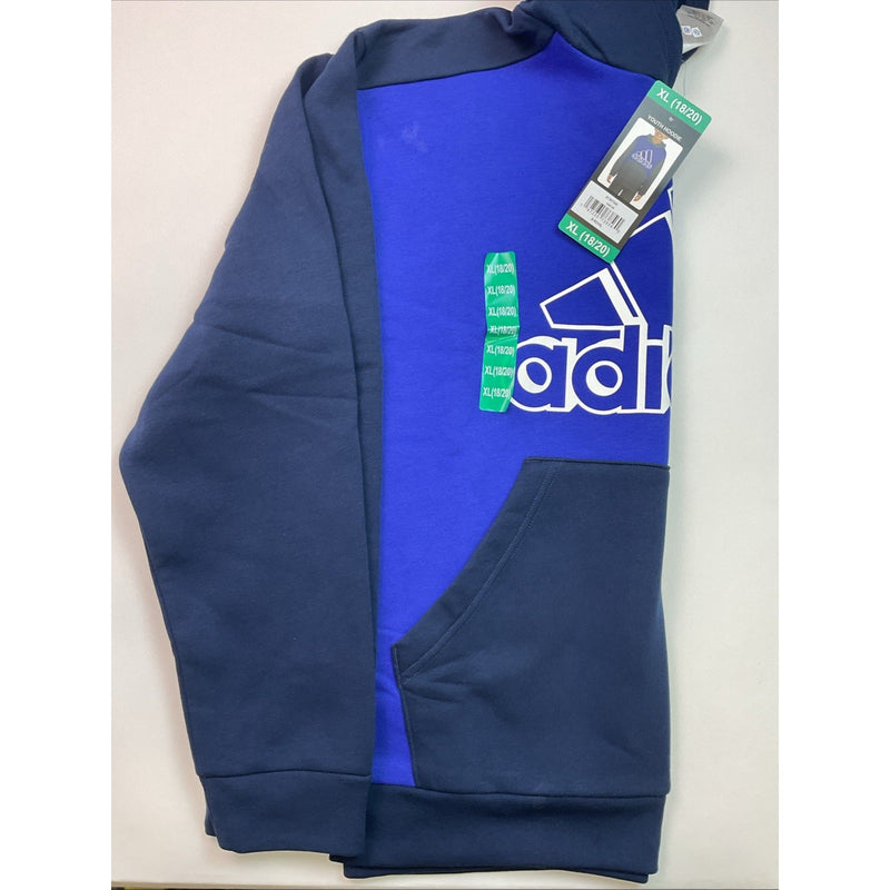 Adidas Boys Youth Pull-Over Hoodie w/Kangaroo Pocket, XL-18/20, Royal Blue