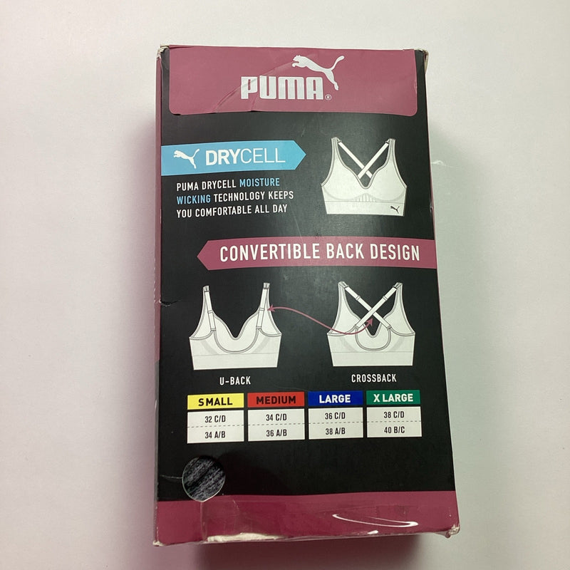 Puma Performance 2-Pack Seamless Sports Bra, Black & Gray, Size L - Open Box