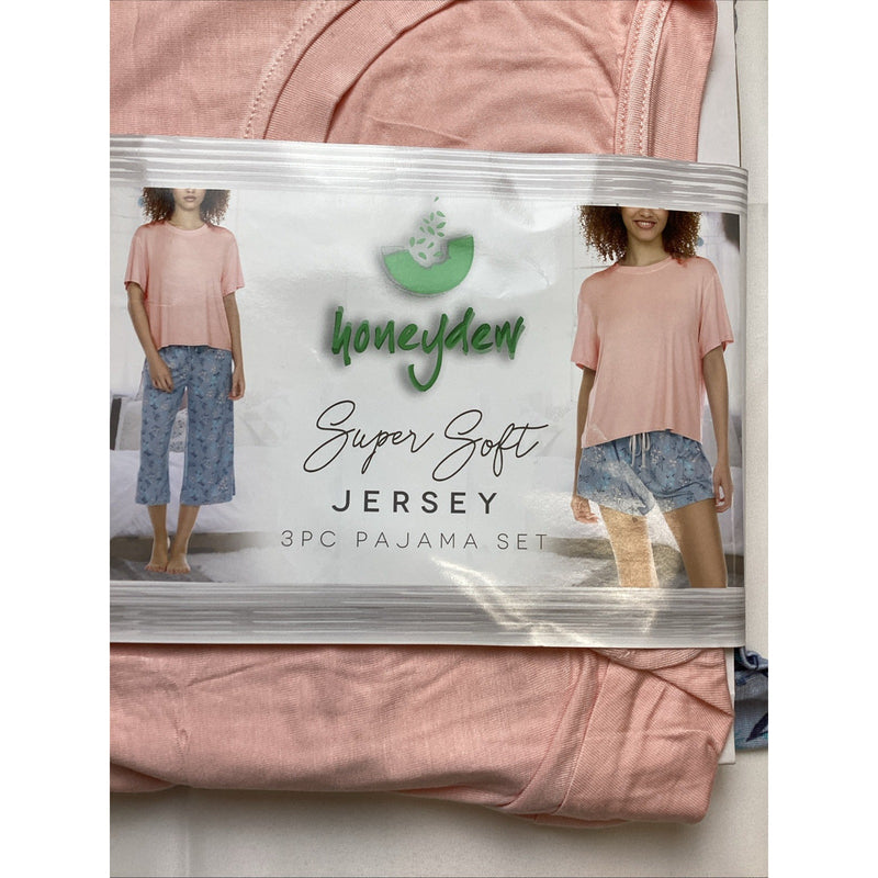 Honeydew Women's Super Soft Jersey 3-Piece Pajama Set, Capri Floral, Size Medium