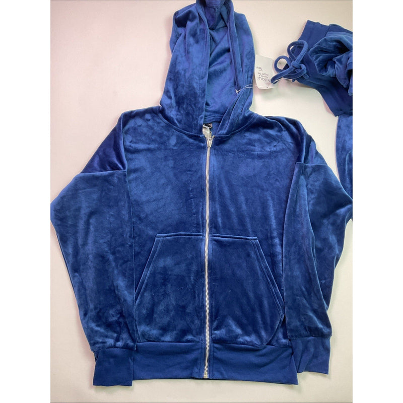Felina Ladies 2-Piece Soft Luxe Velour Zip Hoodie & Jogger Set, Sodalite Blue XS